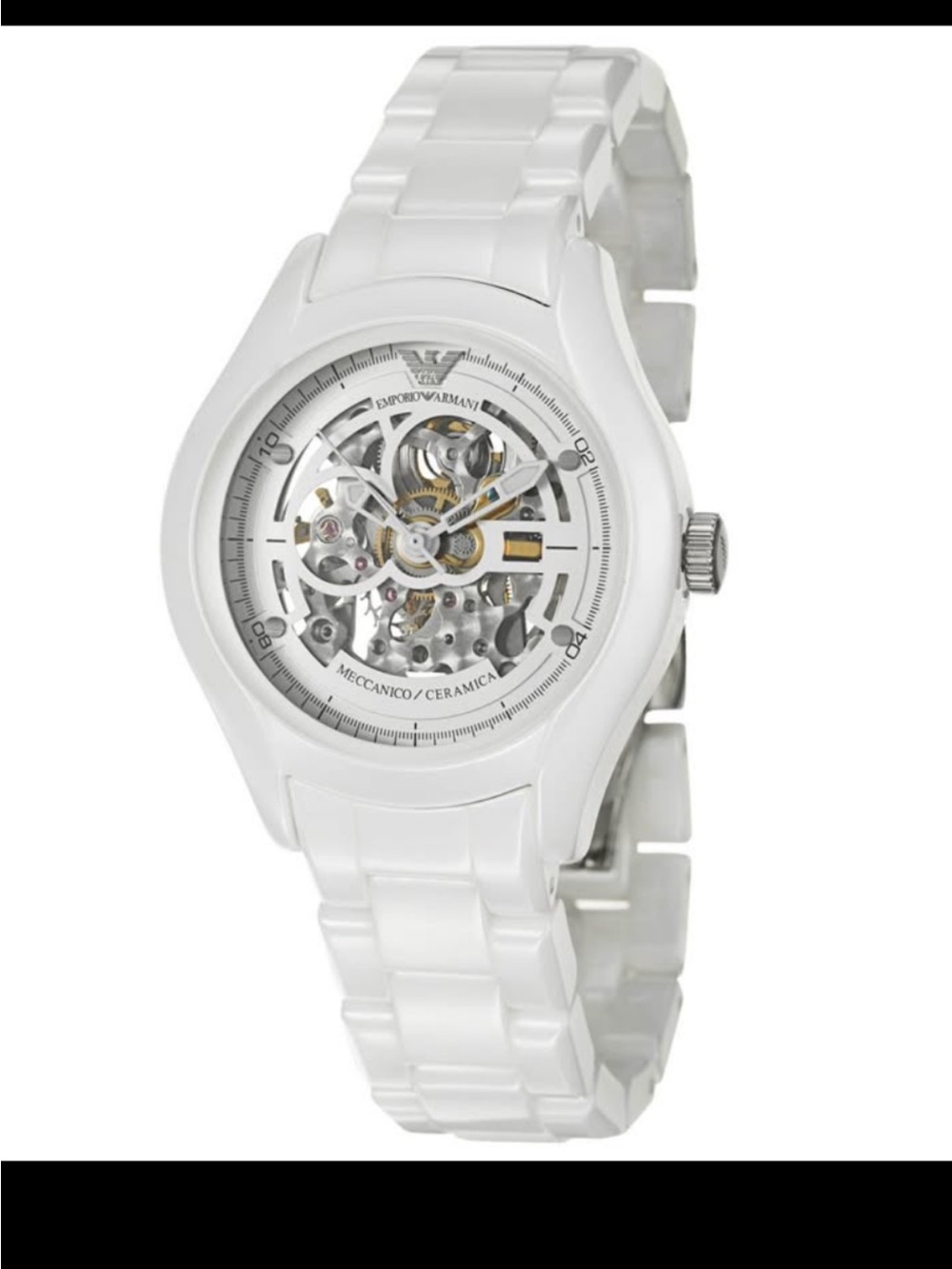 Emporio Armani White Ceramic Skeleton Watch AR 1428